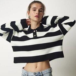 ZARA: striped long sleeve crop size: XS